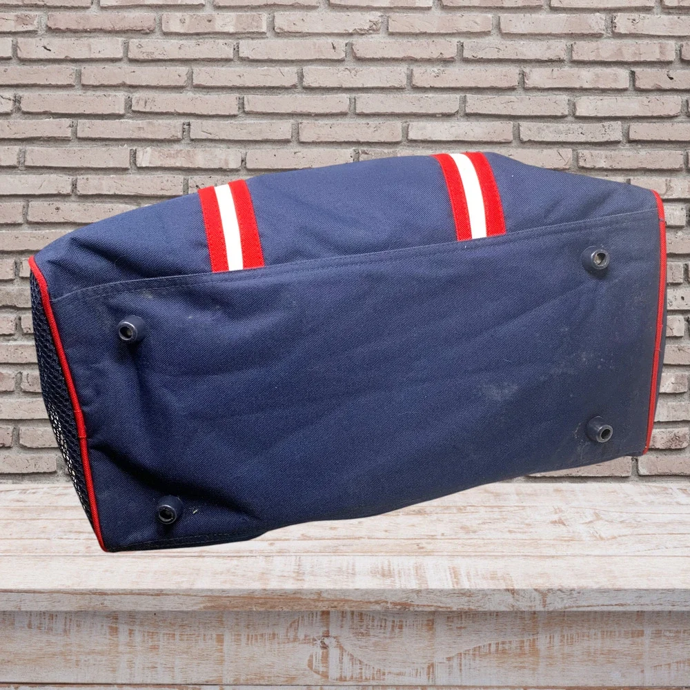 Vintage Tommy Hilfiger Navy Red Nylon Duffle Bag Spellout 90s Y2K Gym Weekender